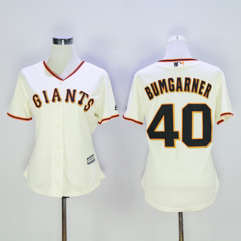 Women San Francisco Giants #40 Bumgarner Cream MLB Jerseys->women mlb jersey->Women Jersey